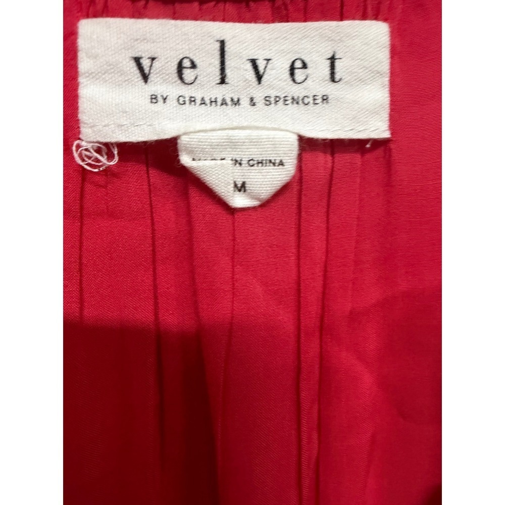 Velvet by Graham & Spencer Red Long Sleeve Blouse Women's Medium Split Neck - Picture 5 of 6
